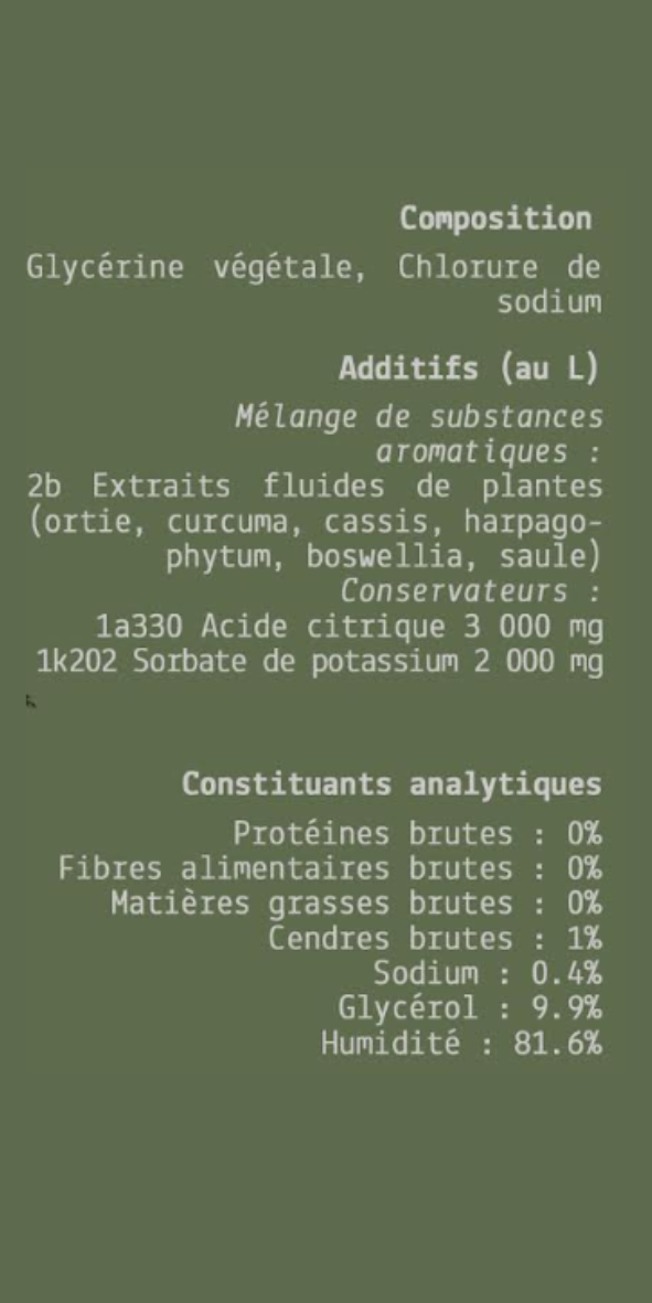 COMPLEXE SOUPLESSE CORPORELLE POUR CHIENS ET CHATS SANS ALCOOL - 200 ml - PRODUIT EN FRANCE