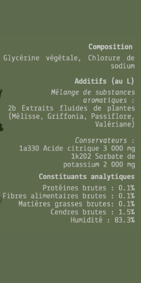 COMPLEXE CALME/STRESS POUR CHIENS ET CHATS SANS ALCOOL - 200 ml - PRODUIT EN FRANCE