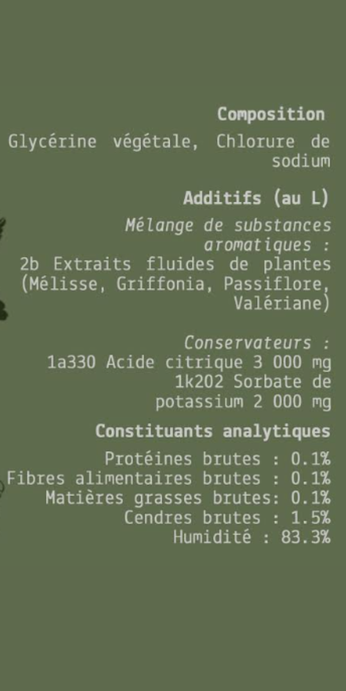 COMPLEXE CALME/STRESS POUR CHIENS ET CHATS SANS ALCOOL - 200 ml - PRODUIT EN FRANCE