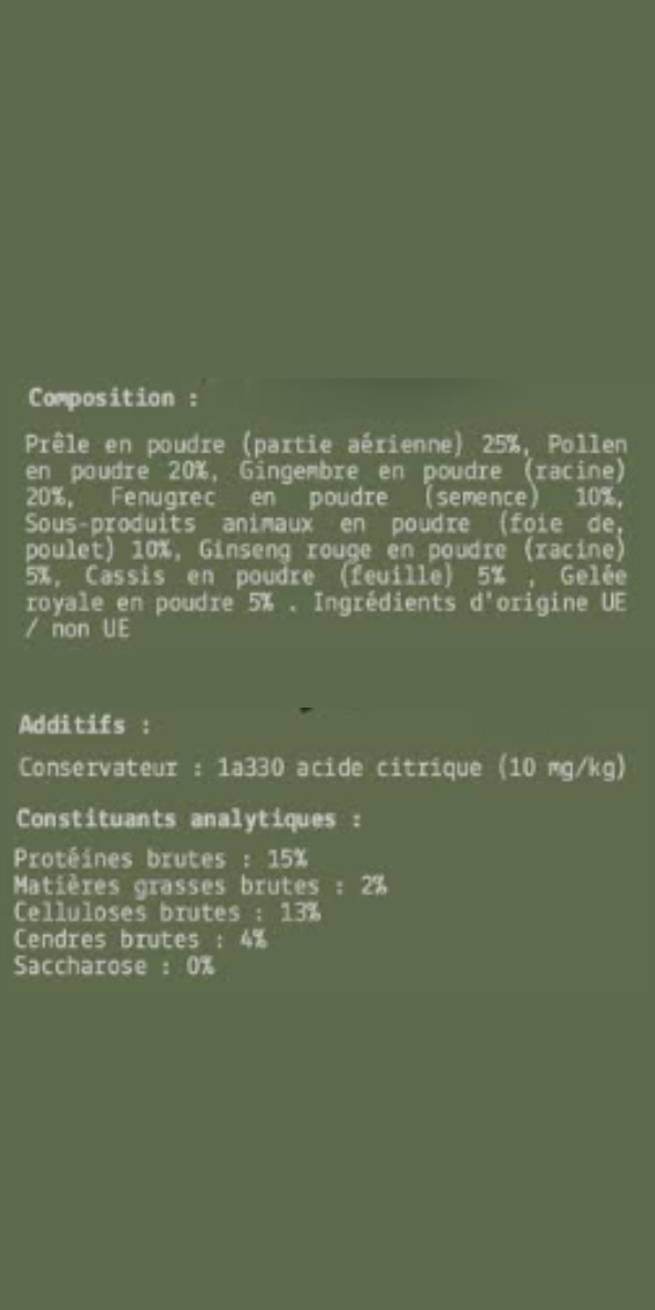 COMPLEXE CONVALESCENCE/FATIGUE POUR CHIENS ET CHATS - 100 gr - PRODUIT EN FRANCE